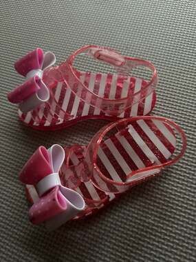 George Toddler Girls Pink Glitter Jelly Sandals with Bow Size 7